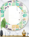 geometric pattern with leaves and flowers - Modern Round or Oval Wall Mirror - Wave