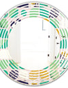 geometric pattern with leaves and flowers - Modern Round or Oval Wall Mirror - Wave