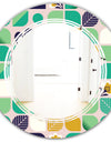 geometric pattern with leaves and flowers - Modern Round or Oval Wall Mirror - Triple C