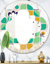 geometric pattern with leaves and flowers - Modern Round or Oval Wall Mirror - Quatrefoil
