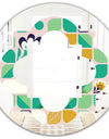 geometric pattern with leaves and flowers - Modern Round or Oval Wall Mirror - Quatrefoil