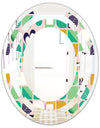 geometric pattern with leaves and flowers - Modern Round or Oval Wall Mirror - Space