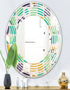 geometric pattern with leaves and flowers - Modern Round or Oval Wall Mirror - Wave