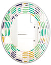 geometric pattern with leaves and flowers - Modern Round or Oval Wall Mirror - Wave