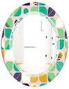 geometric pattern with leaves and flowers - Modern Round or Oval Wall Mirror - Triple C