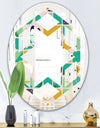 geometric pattern with leaves and flowers - Modern Round or Oval Wall Mirror - Hexagon Star