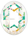 geometric pattern with leaves and flowers - Modern Round or Oval Wall Mirror - Hexagon Star
