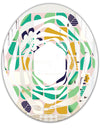 geometric pattern with leaves and flowers - Modern Round or Oval Wall Mirror - Whirl