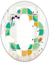 geometric pattern with leaves and flowers - Modern Round or Oval Wall Mirror - Quatrefoil