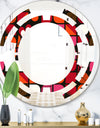 Geometric Retro Flower Design I - Modern Round or Oval Wall Mirror - Space