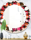 Geometric Retro Flower Design I - Modern Round or Oval Wall Mirror - Leaves