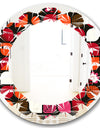 Geometric Retro Flower Design I - Modern Round or Oval Wall Mirror - Leaves