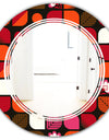 Geometric Retro Flower Design I - Modern Round or Oval Wall Mirror - Triple C