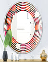 Geometric Retro Flower Design I - Modern Round or Oval Wall Mirror - Wave