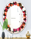 Geometric Retro Flower Design I - Modern Round or Oval Wall Mirror - Leaves
