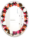 Geometric Retro Flower Design I - Modern Round or Oval Wall Mirror - Leaves
