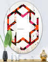 Geometric Retro Flower Design I - Modern Round or Oval Wall Mirror - Hexagon Star