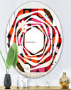 Geometric Retro Flower Design I - Modern Round or Oval Wall Mirror - Whirl