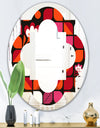 Geometric Retro Flower Design I - Modern Round or Oval Wall Mirror - Quatrefoil