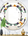 Botanical Retro Design III - Modern Round or Oval Wall Mirror - Space