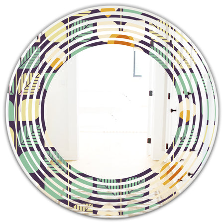 Botanical Retro Design III - Modern Round or Oval Wall Mirror - Wave
