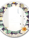 Botanical Retro Design III - Modern Round or Oval Wall Mirror - Leaves