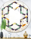 Botanical Retro Design III - Modern Round or Oval Wall Mirror - Hexagon Star