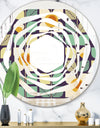 Botanical Retro Design III - Modern Round or Oval Wall Mirror - Whirl