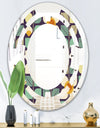 Botanical Retro Design III - Modern Round or Oval Wall Mirror - Space
