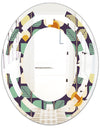 Botanical Retro Design III - Modern Round or Oval Wall Mirror - Space