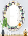 Botanical Retro Design III - Modern Round or Oval Wall Mirror - Leaves