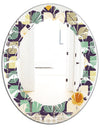 Botanical Retro Design III - Modern Round or Oval Wall Mirror - Leaves