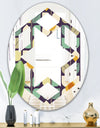Botanical Retro Design III - Modern Round or Oval Wall Mirror - Hexagon Star