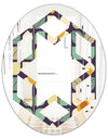 Botanical Retro Design III - Modern Round or Oval Wall Mirror - Hexagon Star