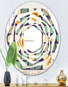 Botanical Retro Design III - Modern Round or Oval Wall Mirror - Whirl