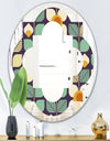 Botanical Retro Design III - Modern Round or Oval Wall Mirror - Quatrefoil