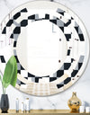 Geometric Monochrome Pattern I - Modern Round or Oval Wall Mirror - Space