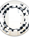 Geometric Monochrome Pattern I - Modern Round or Oval Wall Mirror - Space