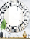 Geometric Monochrome Pattern I - Modern Round or Oval Wall Mirror - Wave