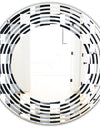 Geometric Monochrome Pattern I - Modern Round or Oval Wall Mirror - Wave