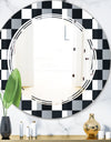 Geometric Monochrome Pattern I - Modern Round or Oval Wall Mirror - Triple C
