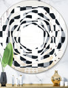 Geometric Monochrome Pattern I - Modern Round or Oval Wall Mirror - Whirl