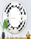 Geometric Monochrome Pattern I - Modern Round or Oval Wall Mirror - Space