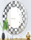 Geometric Monochrome Pattern I - Modern Round or Oval Wall Mirror - Wave