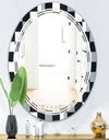 Geometric Monochrome Pattern I - Modern Round or Oval Wall Mirror - Triple C