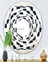 Geometric Monochrome Pattern I - Modern Round or Oval Wall Mirror - Whirl