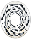 Geometric Monochrome Pattern I - Modern Round or Oval Wall Mirror - Whirl
