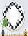 Geometric Monochrome Pattern I - Modern Round or Oval Wall Mirror - Quatrefoil