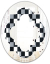 Geometric Monochrome Pattern I - Modern Round or Oval Wall Mirror - Quatrefoil