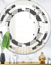 Monochrome Geometric Pattern XI - Modern Round or Oval Wall Mirror - Space